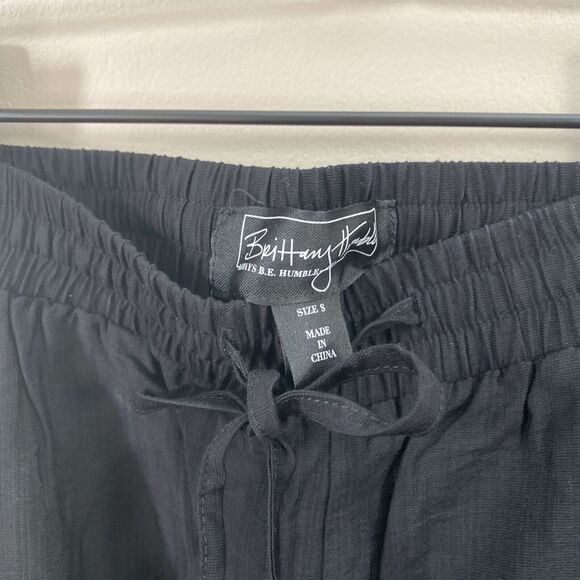 Brittany Humble Convertible Wide Leg Pant Black Ruched Drawstring Ankle Small - Picture 4 of 5